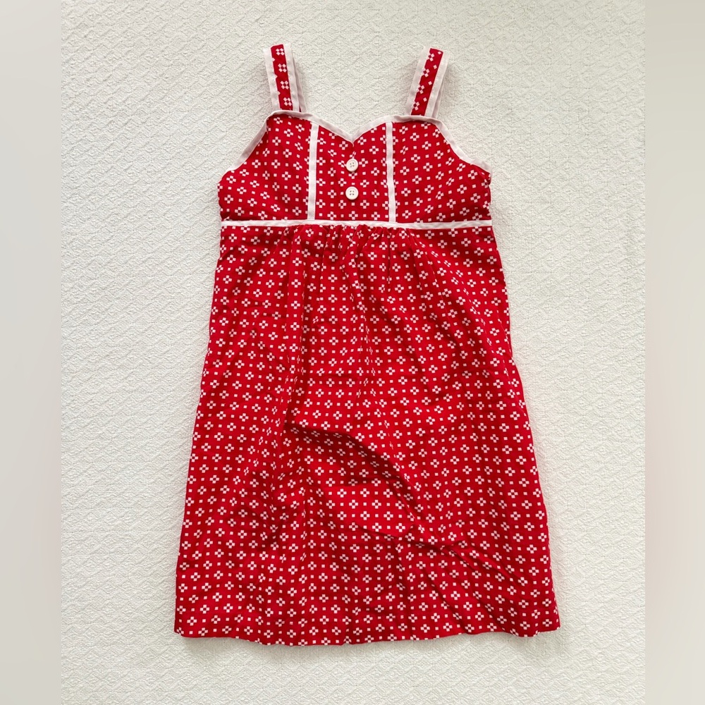 Hanna Andersson Red and White Printed Sundress with Button Details